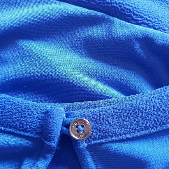 Micheal Kors Ruffle Flutter Sleeve Nautical Blue w Sheer Darker Cobalt Contrast - Picture 5 of 8